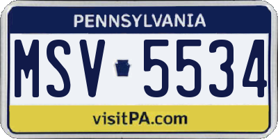 PA license plate MSV5534
