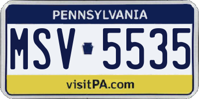 PA license plate MSV5535