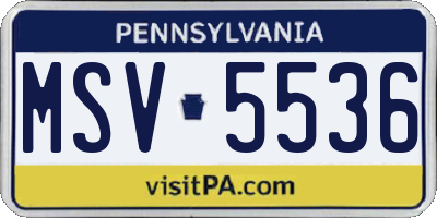 PA license plate MSV5536