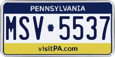 PA license plate MSV5537