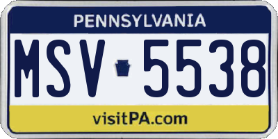 PA license plate MSV5538