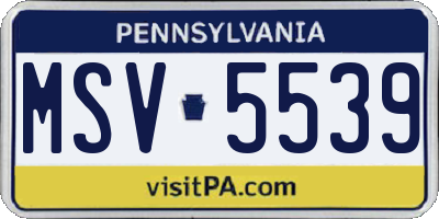 PA license plate MSV5539