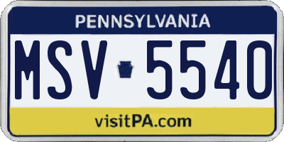 PA license plate MSV5540