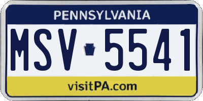 PA license plate MSV5541