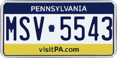 PA license plate MSV5543
