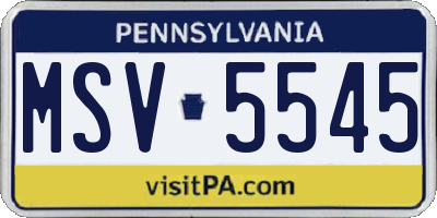 PA license plate MSV5545