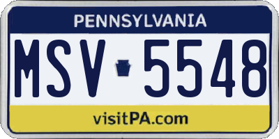 PA license plate MSV5548