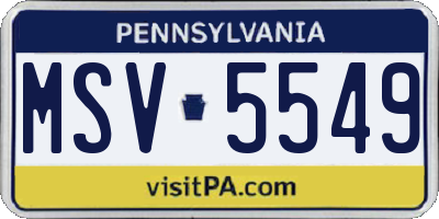PA license plate MSV5549