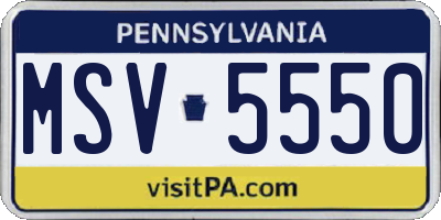 PA license plate MSV5550