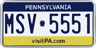 PA license plate MSV5551