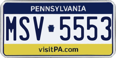 PA license plate MSV5553