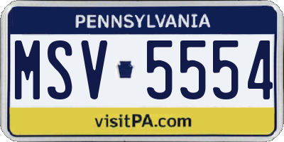 PA license plate MSV5554