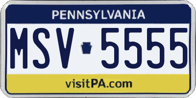 PA license plate MSV5555