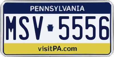 PA license plate MSV5556