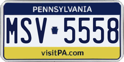 PA license plate MSV5558