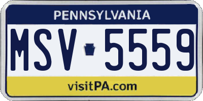 PA license plate MSV5559