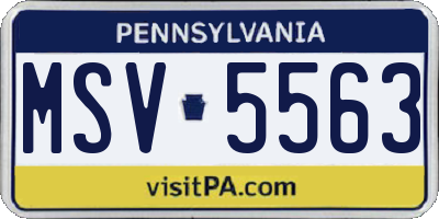PA license plate MSV5563