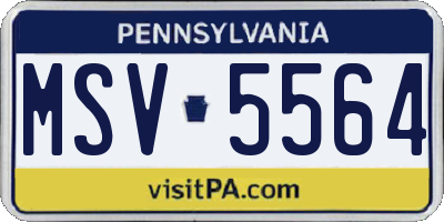 PA license plate MSV5564