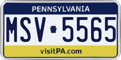 PA license plate MSV5565