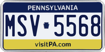 PA license plate MSV5568