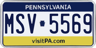 PA license plate MSV5569