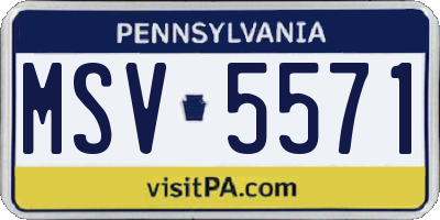 PA license plate MSV5571