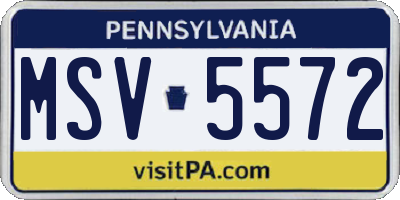 PA license plate MSV5572