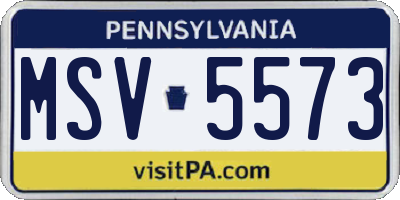 PA license plate MSV5573