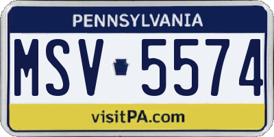 PA license plate MSV5574