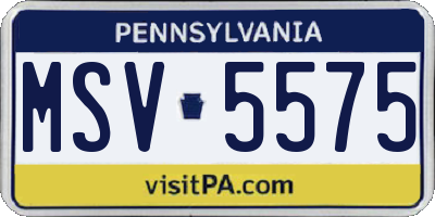 PA license plate MSV5575