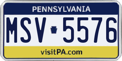 PA license plate MSV5576