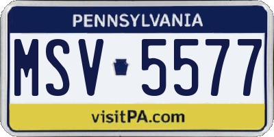 PA license plate MSV5577