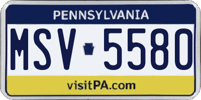PA license plate MSV5580