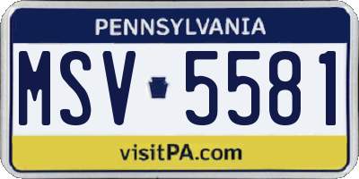 PA license plate MSV5581