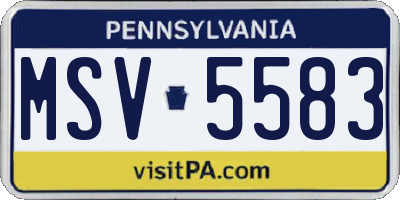 PA license plate MSV5583