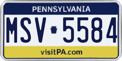 PA license plate MSV5584
