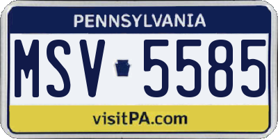 PA license plate MSV5585
