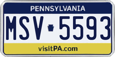 PA license plate MSV5593