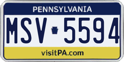 PA license plate MSV5594