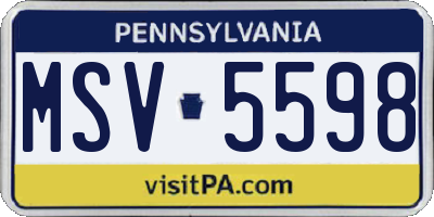 PA license plate MSV5598