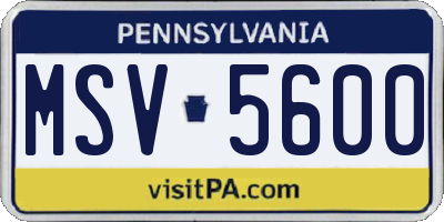 PA license plate MSV5600
