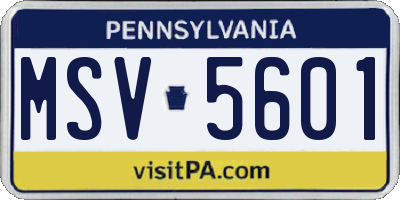 PA license plate MSV5601