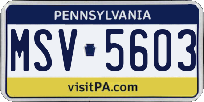PA license plate MSV5603