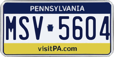 PA license plate MSV5604