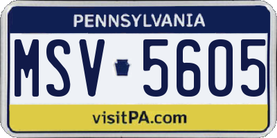 PA license plate MSV5605