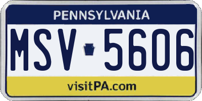 PA license plate MSV5606