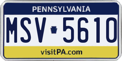 PA license plate MSV5610
