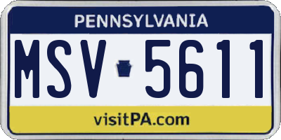 PA license plate MSV5611