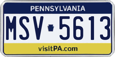PA license plate MSV5613