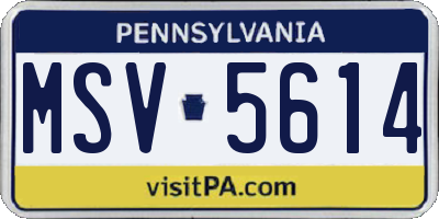 PA license plate MSV5614